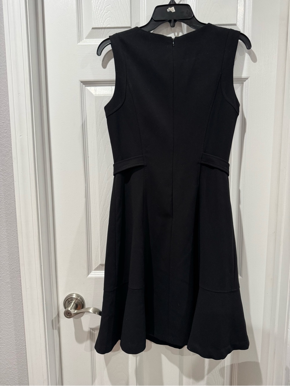 Classic Black Sleeveless Sheath Dress with Buckle Detail - Picture 2 of 5